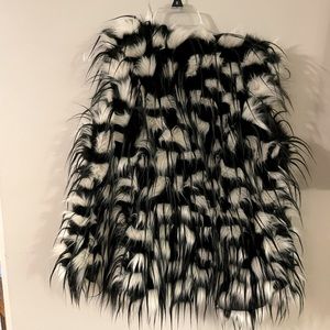 Black and white furry vest